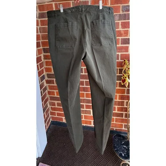 Coldwater Creek Pants Size 18 Olive Green Natural Fit Casual Fall Style - Picture 11 of 12